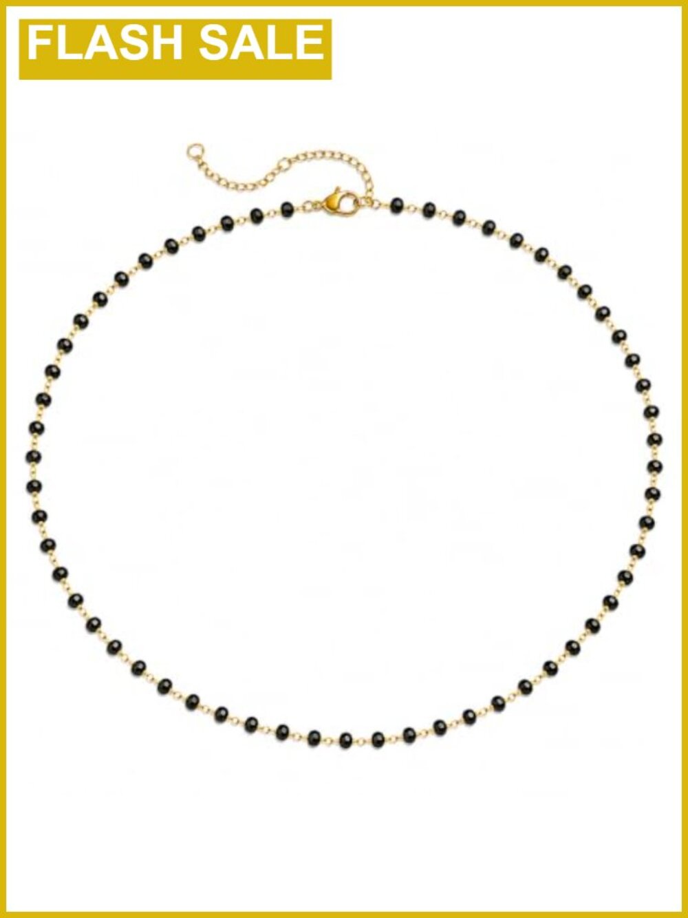 14K Gold Plated 3mm Beaded Station Necklace Adjustable Layering Chain
